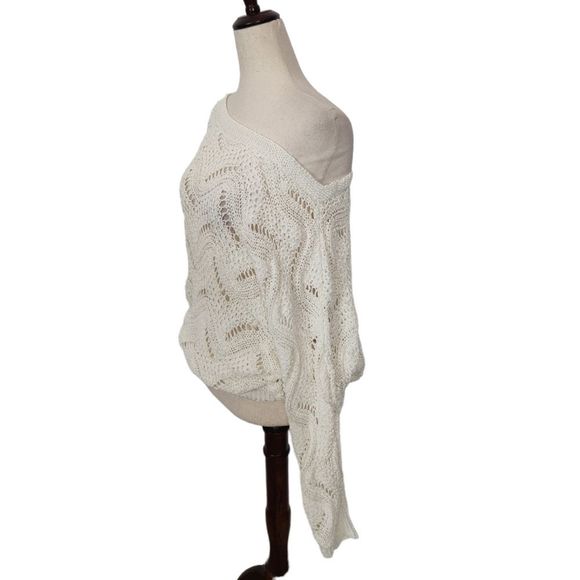 Lilly Pulitzer White Open Knit Ofd Shoulder Sweater Medium Large - Picture 6 of 11